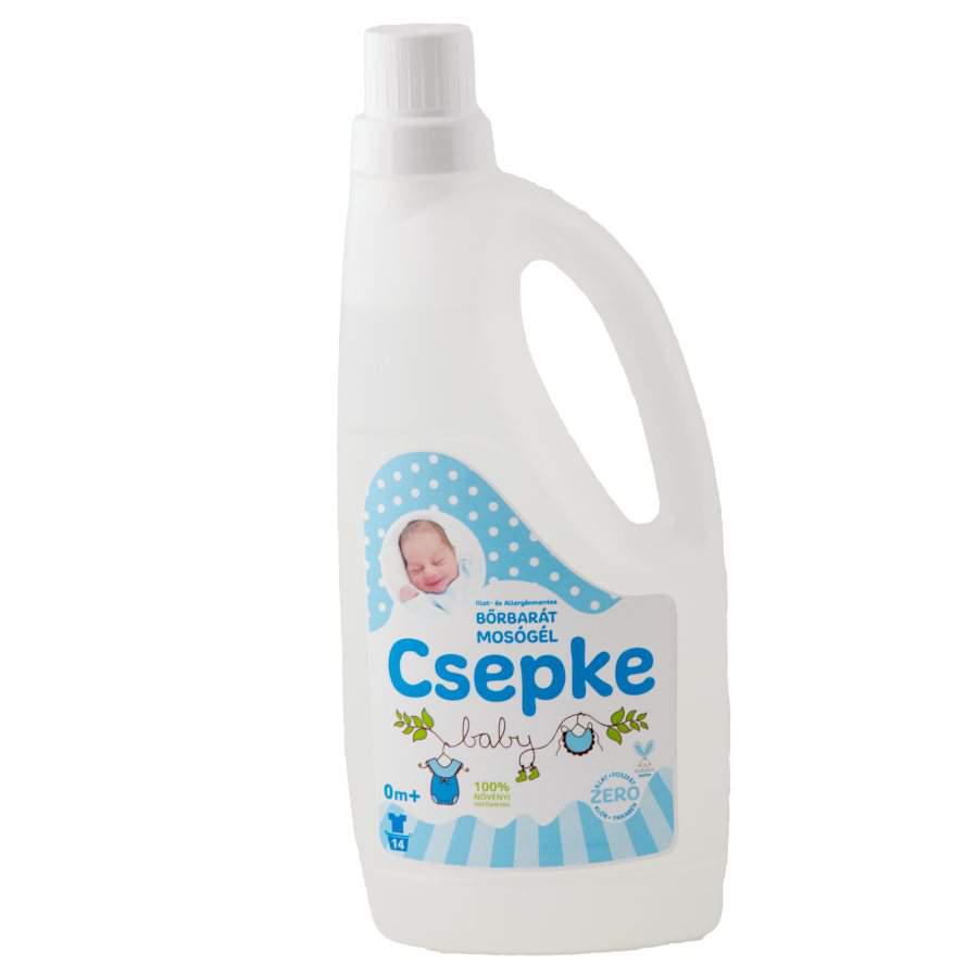 Image of Csepke Baby illatmentes és allergénmentes mosógél, folyékony mosószer 0m+ (1 liter)